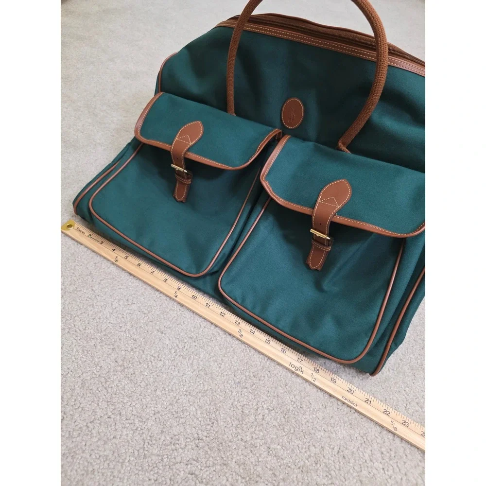 PoloRalphLauren Vintage Duffle Bag Green Canvas Weekend Travel Luggage Pony Logo